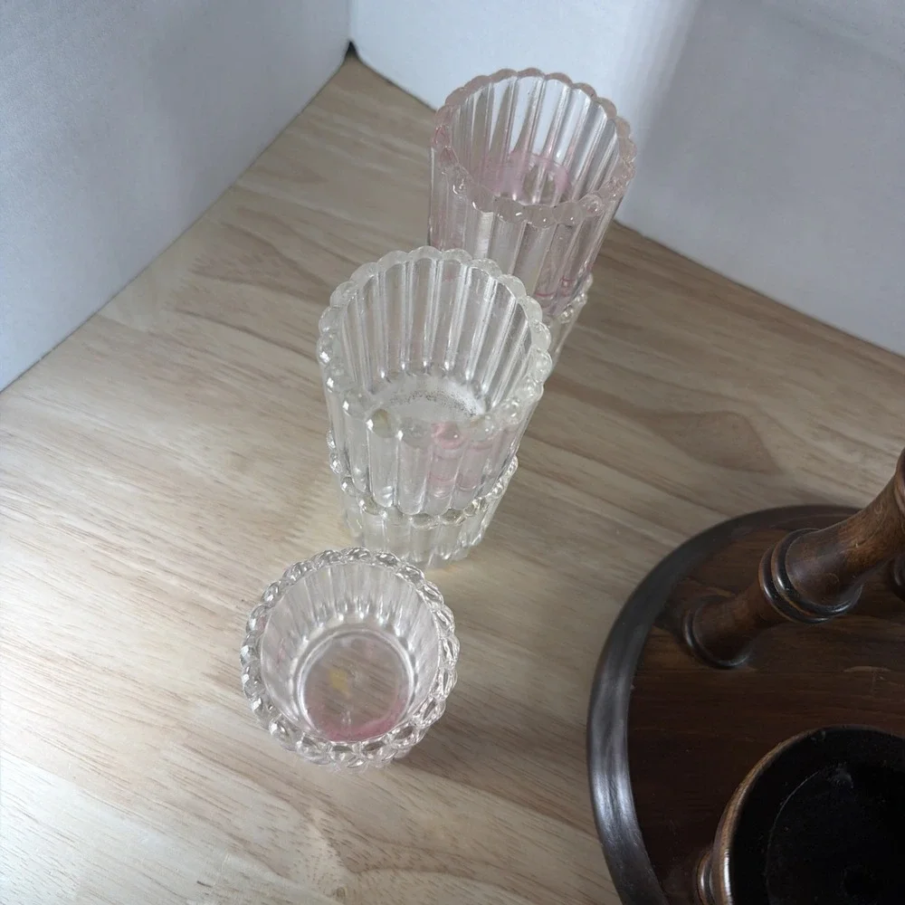 Mid Century Vintage 5-tier Wooden Spiral Candle Holder Spindles Candelabra